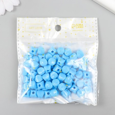 Beads for creativity plastic "Cube with flattened edges" Blue set 25-30 g d = 0.8 cm-2