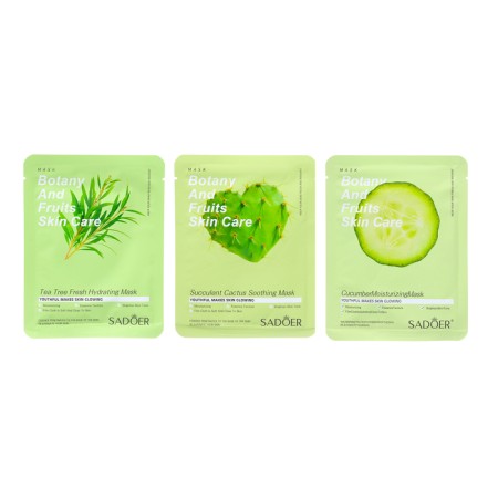 A set of moisturizing, fabric facial masks "Botanika No. 2", 3 pcs