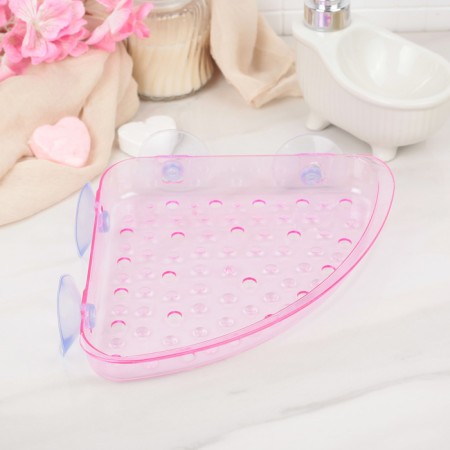 Shelf in the bathroom corner on suction cups Bath Collection, 24 × 19 × 3 cm, color mix-3
