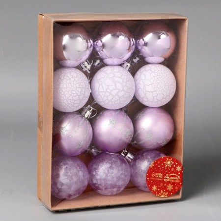 Set of balls plastic D-5 cm, 12 pcs "Frosty Night" Lilac-1