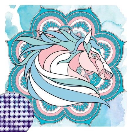 Diamond mosaic with partial filling on a cardboard basis "horse", 20 x 20 cm-8
