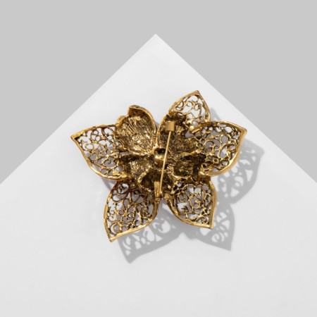 Brooch "Flower" double, the color is light brown in black gold-1