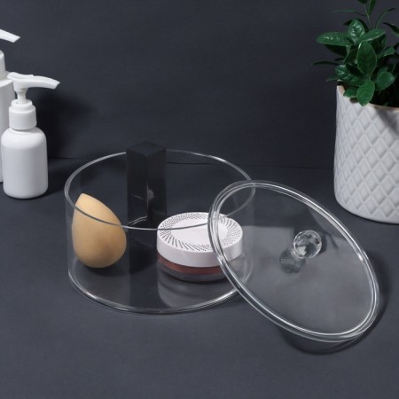 Organizer D/Storage with a lid 1 sect 14*14*9.3cm transparent nakl QF-2