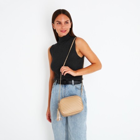 Cross-Bodi Bag on a zipper, beige color-6