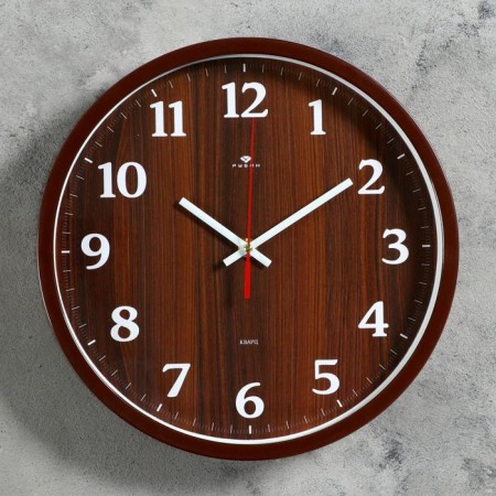 Watching clock, interior "tree", D-30 cm, silent, brown body