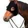 A mask for a horse with a limiter of vision, black
