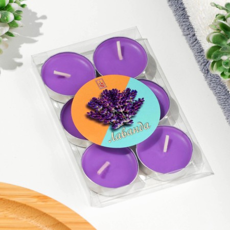 Set of candles of tea aromatic, 6 pcs, lavender-3