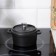 Cast iron pan Volcano, 18 × 14 × 6.5 cm, on a stand, for feed, black color Black