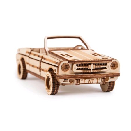 Mechanical 3D puzzle made of wood "Cabriolet"-4