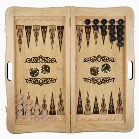 Backgammon "wolf" wooden board 60 x 60 cm, with a field for playing checkers-1