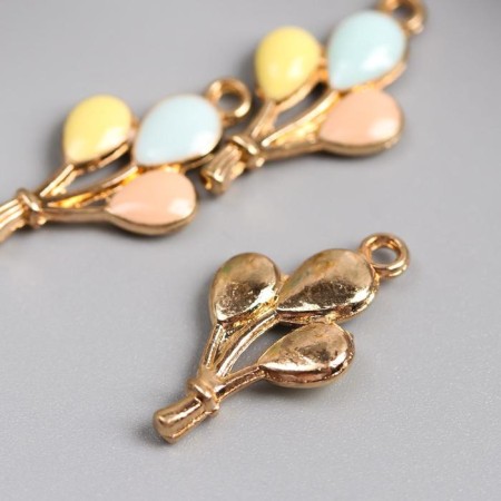 Decor for creativity metal, enamel "balloons" gold 2.3x1.3 cm-2