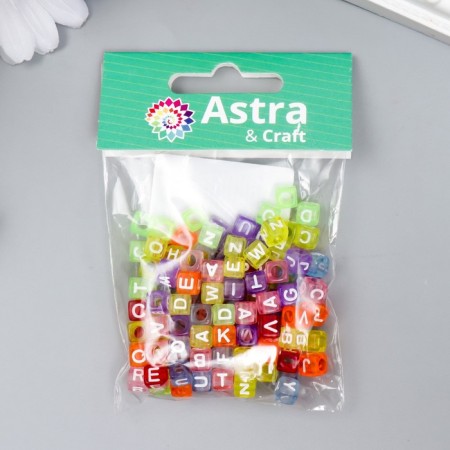 A set of colored beads with English letters "Astra" 6 mm, 150 pcs/pack-3