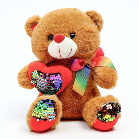 Soft toy "Mishutka", 25 cm, with sequins, Mix color