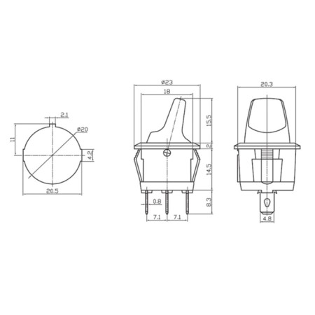 Round key 12V 16A (3C) On-OFF blue with backlight (RWB-224, SS-214) Rexant 1080-5