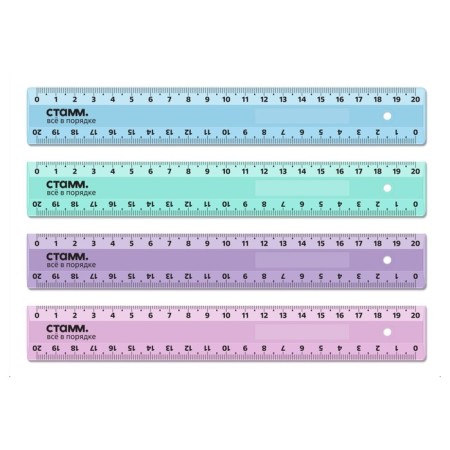 Line 20 cm Istanm, plastic, 2 scales, opaque, pastel colors, euro -suction, mix
