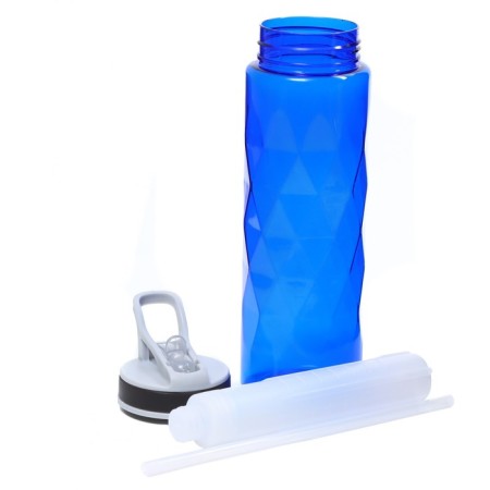 Water bottle, 700 ml, shapes, with a drinker, 25 x 7 cm, blue-1