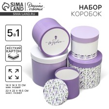 Set of hats 5 in 1, gift packaging, Lavender, 13 x 14 - 19.5 x 22 cm