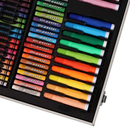 A set for drawing in a wooden box, covered with PVC, large-5