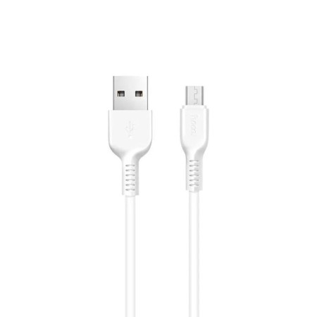 Hoco X20 cable, microUSB - USB, 2.4 A, 1 m, PVC braid, white-1