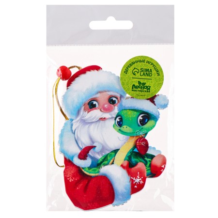 New Year's Wooden Suspension "Santa Claus and Snake"-5