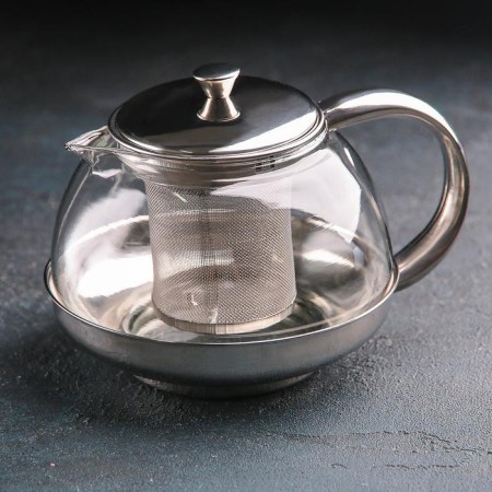 Glass teapot with metallic sieve "metallic", 800 ml