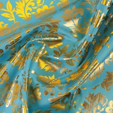 Locum for needlework, atlas, gold pattern on Blue, 50 × 75 cm