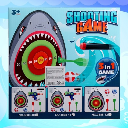 Darts with Blaster Shark, shoots soft bullets, balls and darts on Velcro-14