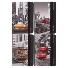 Блокнот А6, 100 листов Megapolis art. "Города", твёрдая обложка, МИКС