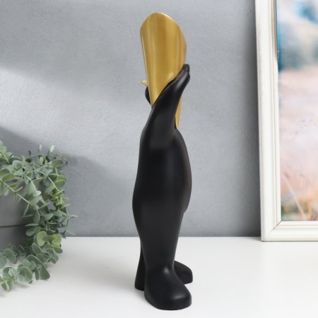 Souvenir Polystone stand "A man with a bird on the shoulder" black 14x33 cm-1