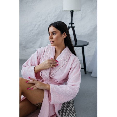 Frequency bathrobe, size 50, light pink color-9