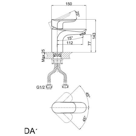 D&K Venice Baciano DA1032101 sink mixer, one -leaf, chrome-1