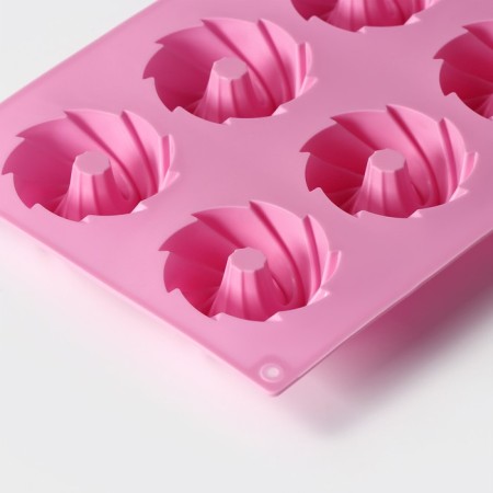 The form for baking the share "German cupcake. Whirlwind ", silicone, 28.5 × 17 cm, 8 cells, pink color-6