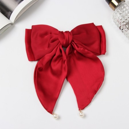 Hair hairpin "Julia" double bow, 18x15 cm, red