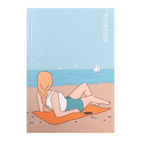 Notebook A6+, 64 sheets in the cage "On the beach", integral cover, matte lamination, block 65g/m2-1