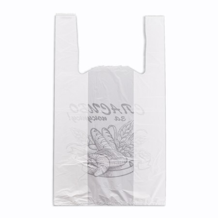 Package Polyethylene T -shirt 28 + 16 x 50 cm, 12 μm, white "bakery"-1