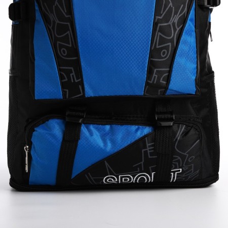 A backpack on a zipper with an increase, 55l, 5 external pockets, blue color-5