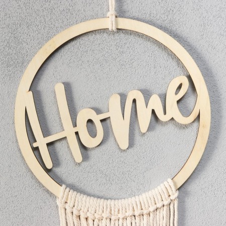 Panel Wall Macrame technique "Heart Home" 80x22 cm-1
