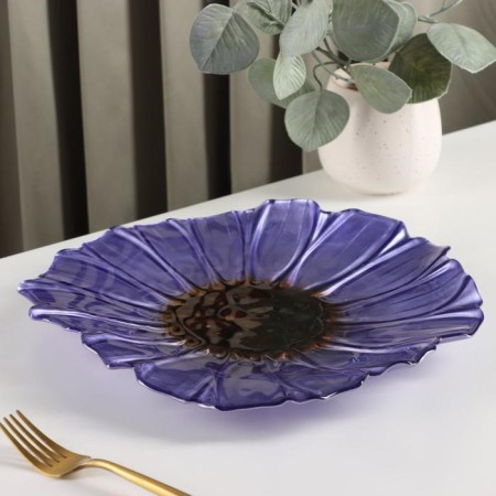 Glass Serving "Flora", d = 30 cm, lilac color-1