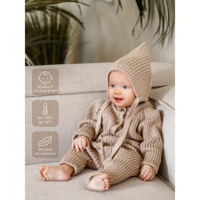 Шапка на завязках детская Amarobaby Pure Love Elf, размер 38-40 см, цвет серый