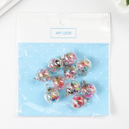Suspension decorative for creativity glass "ball - pebbles" multi -colored d = 1.6 cm set 10 pcs-2