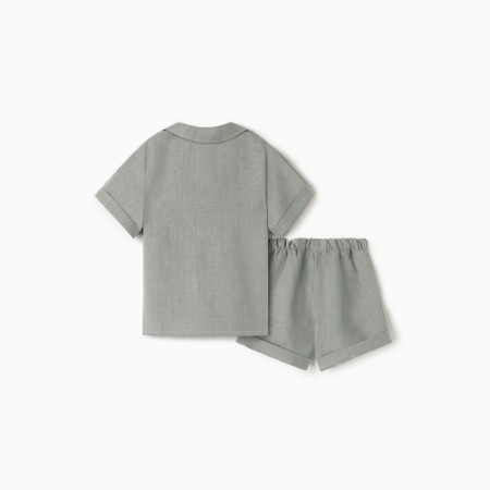 Костюм детский (рубашка и шорты) Крошка Я Linen, р. 86-92, серый-4