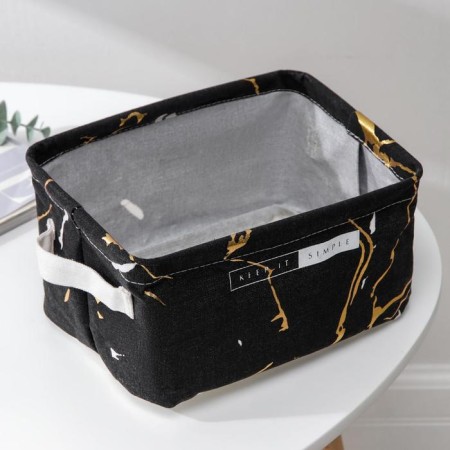 Storage basket with handles of the shade "Marble", 23 × 16 × 12 cm, black color-3