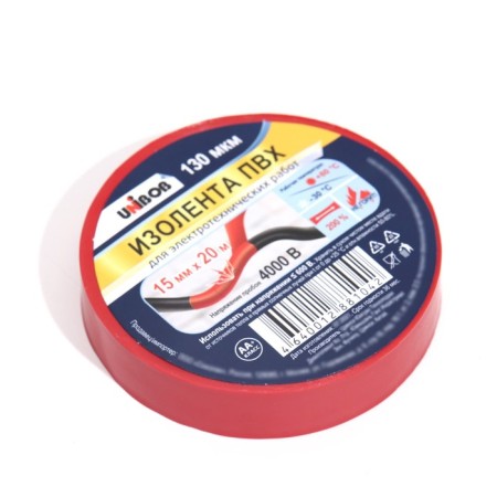 Adhesive tape electrical insulating unibob 15mm x 20m, 130 mkm red-1