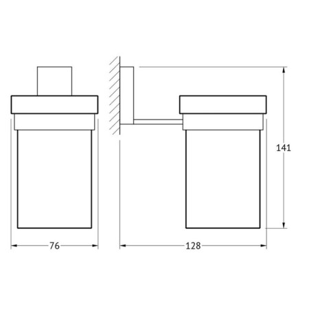 Holder with a glass, glass; Chrome, Lineag-1