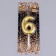 Candle in the Cake "European", number "6", 6 cm, gold