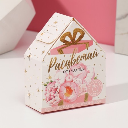 Salt for a bath with dry foam Pure happiness “March 8!”, 300 g, aroma peach sorbet-2