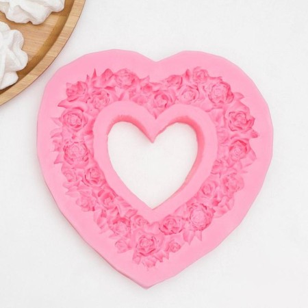 Mold "Pink Heart", silicone, 16 × 16 × 2 cm, color mix-1