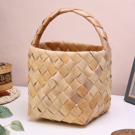 Alyonka basket, wicker, medium, 22x22x19/28 cm, birch bark