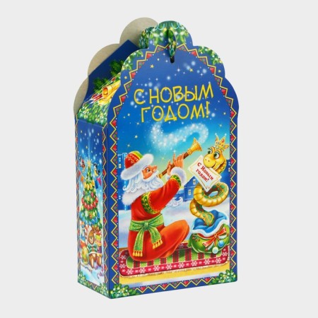 New Year. Gift box New Year's figured small "Winter Melody" 11.1 x 5.8 x 20.5 cm.-1