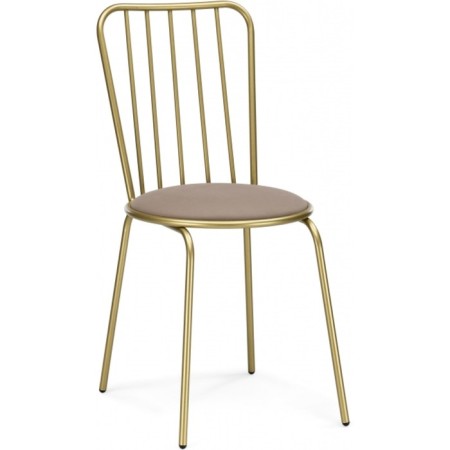 Chair on a metal frame Avalon Metal/velor, gold/beige 39x48x86 cm